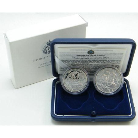 San Marino 5 y 10 Euros 2003 Olimpiada de Atenas. Plata Proof  - 2