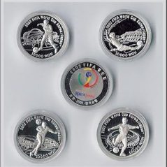 Monedas de plata Korea Japan 2002. Fifa World Cup. 4 monedas.  - 1