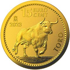 Moneda 1/10 Onza de oro 15 cts. de euro España 2023 Toro.  - 1