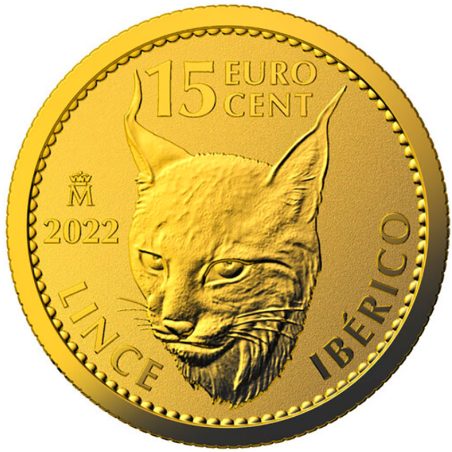 Moneda 1/10 Onza de oro 15 cts. de euro España 2022 Lince.  - 1