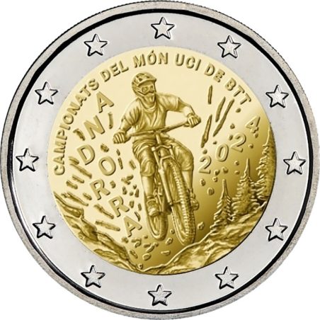 moneda conmemorativa 2 euros Andorra 2024 Campeonato BTT