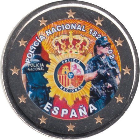 moneda conmemorativa 2 euros España 2024 Policia. Color E