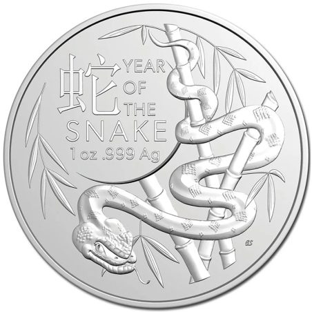 Moneda onza de plata 1$ Australia 2025 Año Serpiente.