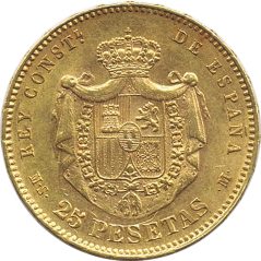 Moneda de oro 25 Pesetas 1880*80 Alfonso XII MSM