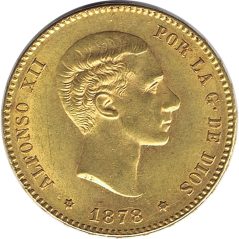 Moneda de oro 25 Pesetas 1878*78 Alfonso XII EMM  - 1