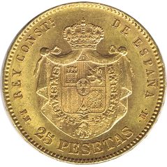 Moneda de oro 25 Pesetas 1878*78 Alfonso XII EMM