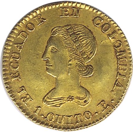 Moneda de oro 1 Escudo 1835 Quito Ecuador.  - 1