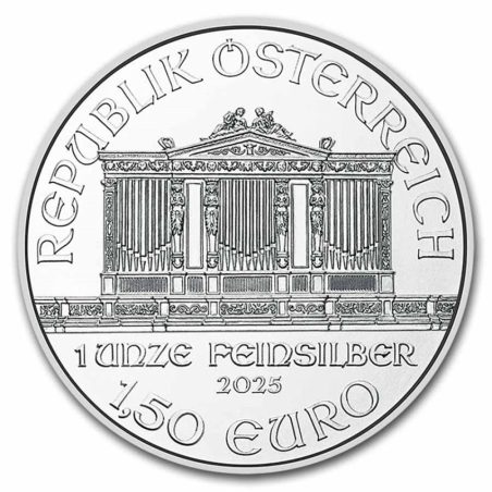 Moneda onza de plata 1,5 euros Austria Filarmonica 2025.