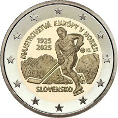 moneda conmemorativa 2 euros Eslovaquia 2025 Hockey  - 1