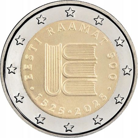 moneda conmemorativa 2 euros Estonia 2025 Texto Impreso