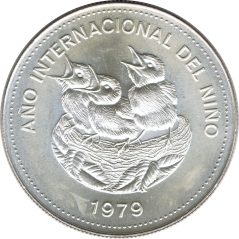 Moneda de plata 100 Colones Costa Rica 1979 Año del niño  - 1