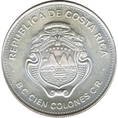 Moneda de plata 100 Colones Costa Rica 1979 Año del niño