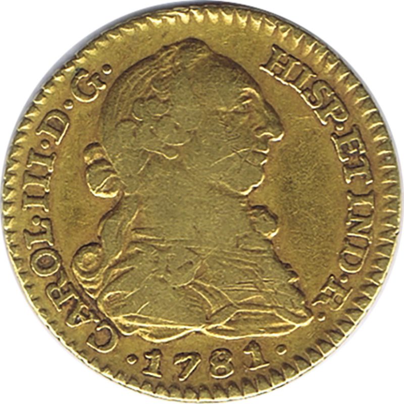 Moneda de oro 1 Escudo 1781 Carlos III Madrid RJ.  - 1 Moneda de oro 1 Escudo 1781 Carlos III Madrid RJ.  - 1
