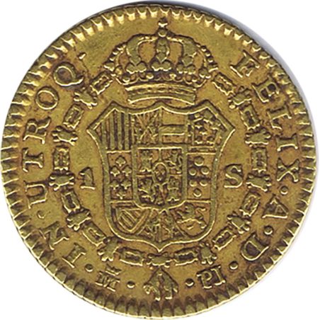 Moneda de oro 1 Escudo 1781 Carlos III Madrid PJ.