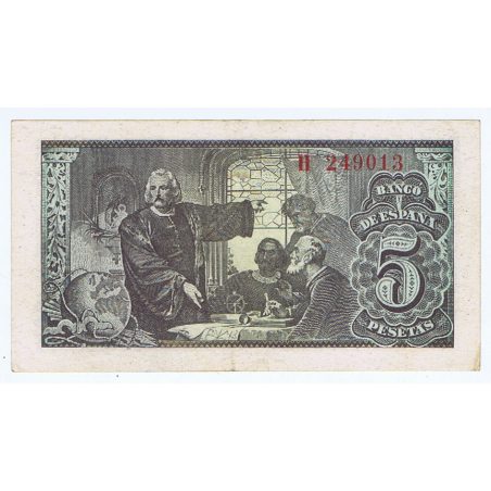 (1943/02/13) Madrid. 5 Pesetas. EBC. Serie H249013.