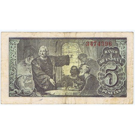 (1943/02/13) Madrid. 5 Pesetas. MBC-. Sin Serie 3474396.