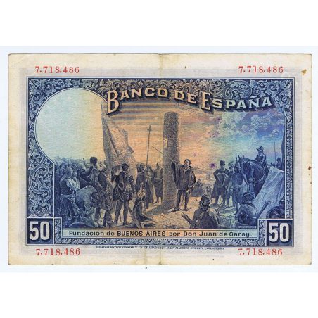 (1927/05/17) Madrid 50 Pesetas EBC- con Resello. Serie 7718486