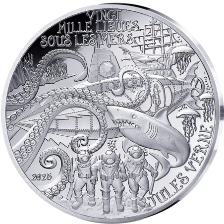 Francia 10€ 2025 Julio Verne. 20.000 Leguas de Viaje Submarino. Plata  - 1