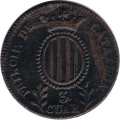 Moneda Isabel II 3 quartos 1841 Cataluña  - 1