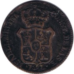 Moneda Isabel II 3 cuartos 1841 Cataluña