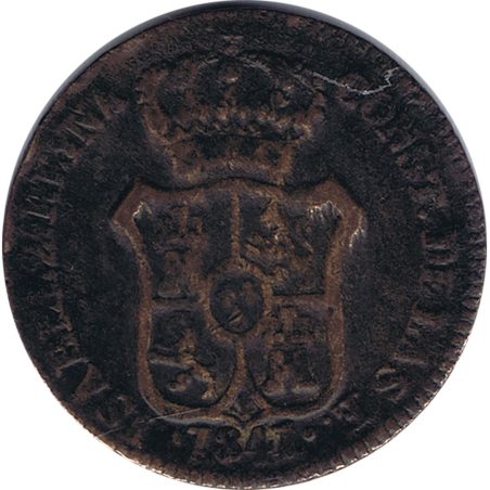 Moneda Isabel II 3 cuartos 1841 Cataluña