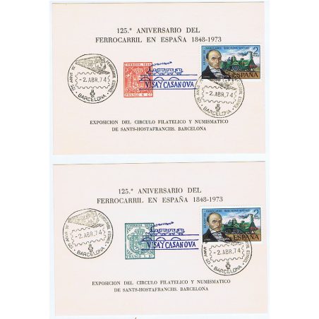 1974 Hojitas Recuerdo 125 Años Ferrocarril en España. 2HB  - 1
