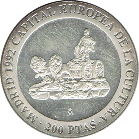 (1992) 200 ptas. Plata. Plaza de Cibeles. Sin estuche.  - 1