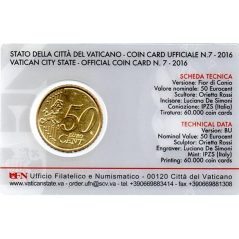 Cartera oficial euroset Vaticano 2016 (moneda 50cts.)