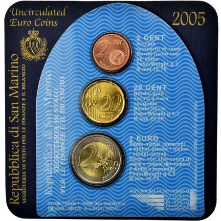 Cartera oficial euroset San Marino 2005 (3 monedas)