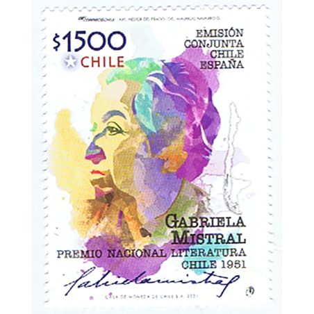 Emisión conjunta 2021 Chile España Gabriela Mistral.  - 1