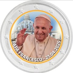 moneda 2 euros color Papa Francisco 2025  - 1