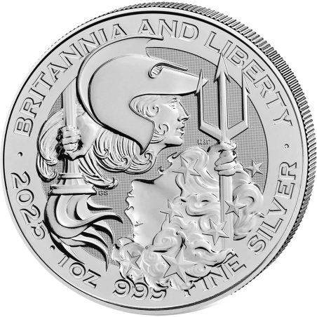 Moneda onza de plata Britannia and Liberty 2 Pounds Inglaterra 2025.  - 1