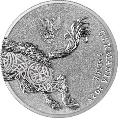 Moneda onza de plata Alemania 5 Mark 2025 Gullinbursti