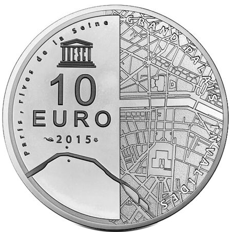 Francia 10€ 2015 UNESCO Grand Palais. Invalides. Plata.