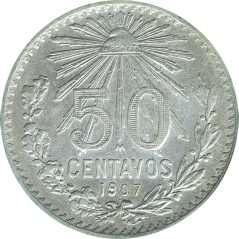 Moneda de plata 50 Centavos México 1907.  - 2