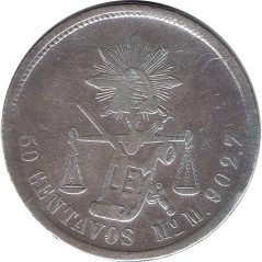 Moneda de plata 50 Centavos México 1885.  - 1