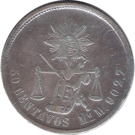 Moneda de plata 50 Centavos México 1885.  - 1