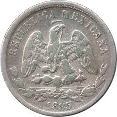 Moneda de plata 50 Centavos México 1885.