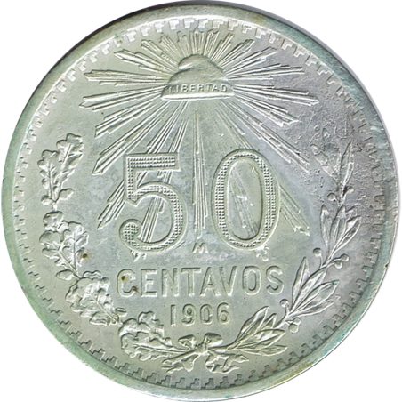 Moneda de plata 50 Centavos México 1906.  - 1