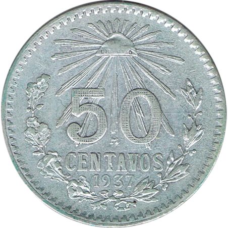 Moneda de plata 50 Centavos México 1937  - 1