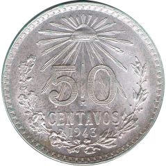 Moneda de plata 50 Centavos México 1943  - 1