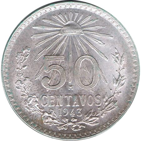 Moneda de plata 50 Centavos México 1943  - 1