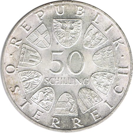 Moneda de plata 50 schillings Austria 1969 Maximilian I.