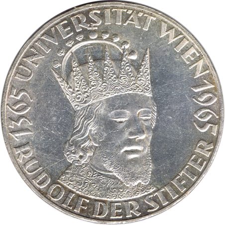 Moneda de plata 50 schillings Austria 1965 Universidad Viena.  - 1