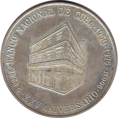Moneda de plata 10 pesos Cuba 1975 Banco Nacional.  - 1