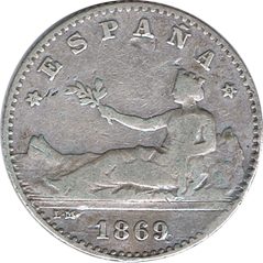 50 céntimos Plata 1869 *69 Gobierno Provisional.  - 1