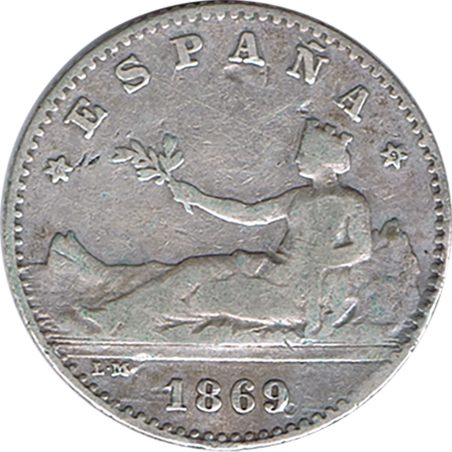 50 céntimos Plata 1869 *69 Gobierno Provisional.  - 1