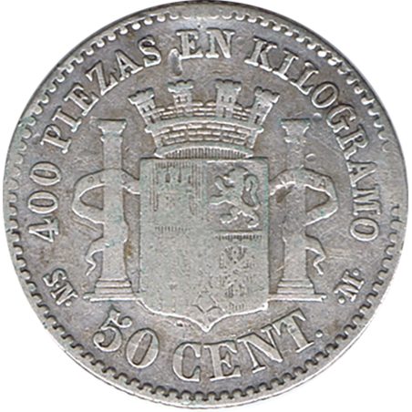 50 céntimos Plata 1869 *69 Gobierno Provisional.