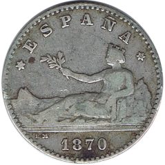 50 céntimos Plata 1870 *70 Gobierno Provisional.  - 1