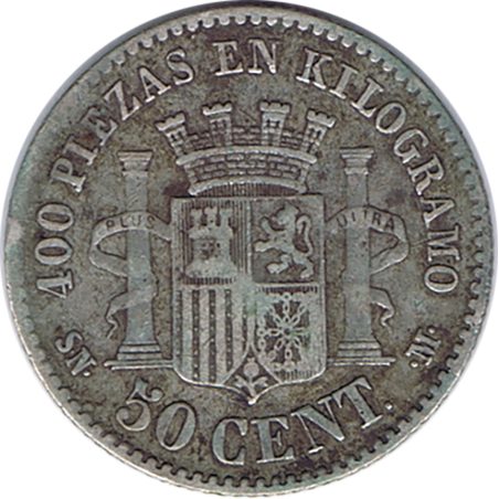 50 céntimos Plata 1870 *70 Gobierno Provisional.